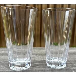 Heavy Geometric Design Crystal 16 oz Coolers Iced Tea Glasses-Stunning-Set of 2